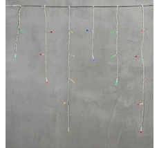 Гирлянда Бахрома на Батарейках с Таймером 3 х 0,5 м Разноцветная, 100 LED, Провод Прозрачный Силикон, IP65 ECC100-10-8M