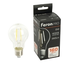 Лампа светодиодная филамент A60 шар 6W 175-265V E27 4000К Feron 48890_FR