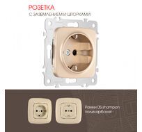 Розетка с заземлением и шторками 16A 250V Arte Milano 205.40-1.shampan