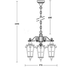 Уличный светильник подвесной IP44 Oasis Light 86170/3 02 Gb_OL