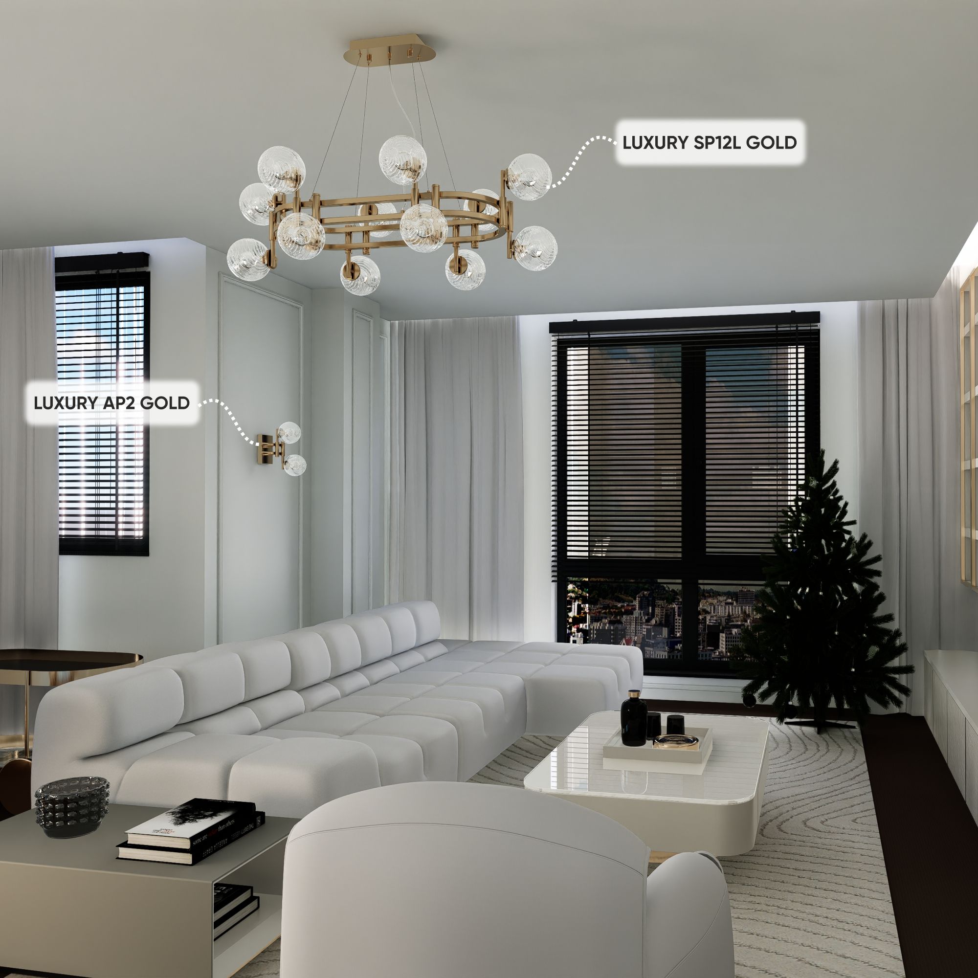 Подвесная люстра Crystal Lux LUXURY LUXURY SP12L GOLD_CR