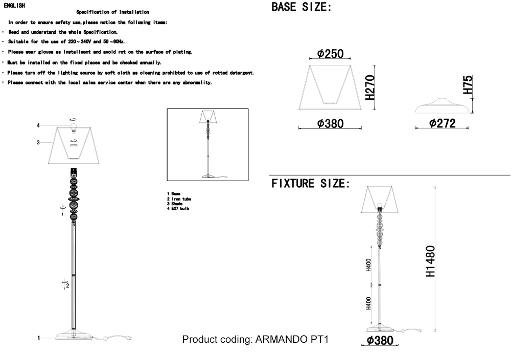 Торшер Crystallux ARMANDO ARMANDO PT1 CHROME_CR