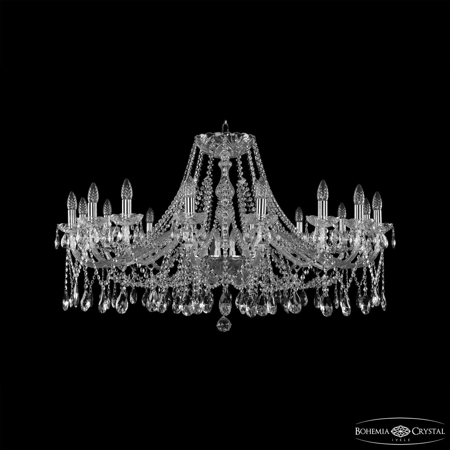 Хрустальная люстра Bohemia Ivele Crystal 1413/16/400 Ni_BI