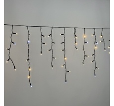 Гирлянда бахрома 3,1 x 0,5 м Тепло-белая с мерцанием белого Диода 220В, 120 LED, Провод черный Каучук 2,3мм, IP65 LTC ECO120BLW-1-2WW