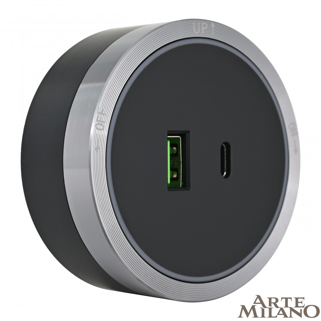 Трековая розетка Arte Milano track-sockets 380066TS LED/USB-Type-C Grey