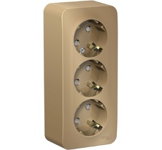 Розетка накладная тройная с заземлением и шторками (титан) Systeme Electric BLNRA011314