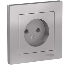 Розетка встраиваемая без заземления (алюминий) Systeme Electric ATN000340