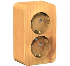 Розетка накладная двойная с заземлением и шторками (ясень) Systeme Electric BLNRA011215