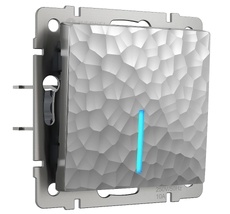 Выключатель одноклавишный с подсветкой (серебряный) Hummer a052082_WR