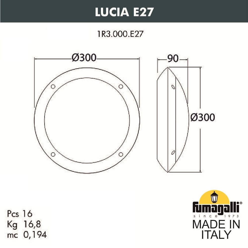 Уличный настенный светильник LUCIA 1R3.000.000.AYE27CL1