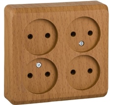 Розетка накладная четверная без заземления (бук) Systeme Electric PA16-205T