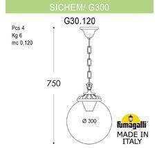 Уличный подвесной светильник FUMAGALLI SICHEM G30.120.000.VXF1R