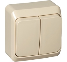 Выключатель накладной двухклавишный (кремовый) Systeme Electric BA10-002K