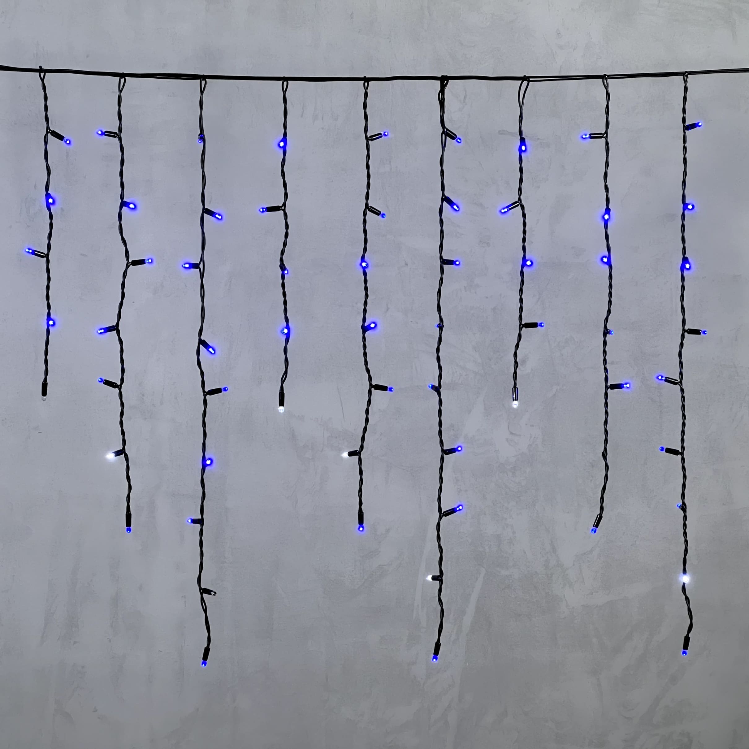 Гирлянда LTC Бахрома 3,2 x 0,9 м Синяя с Мерцанием Белого Диода 220В, 168 LED LL168BLW-1-2B