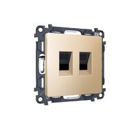 Комплект механизма компьютерной двойной розетки RJ-45 (8P8C) CAT6 с автоматической защитной шторкой ALFA QUANT (AP6121, VM189) Ambrella Volt MA612110_AMB