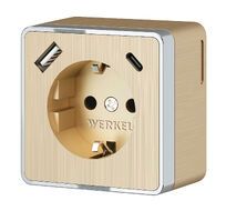 Розетка с заземлением, шторками и USB тип A+C Gallant (шампань рифленый) Werkel a057703_WR