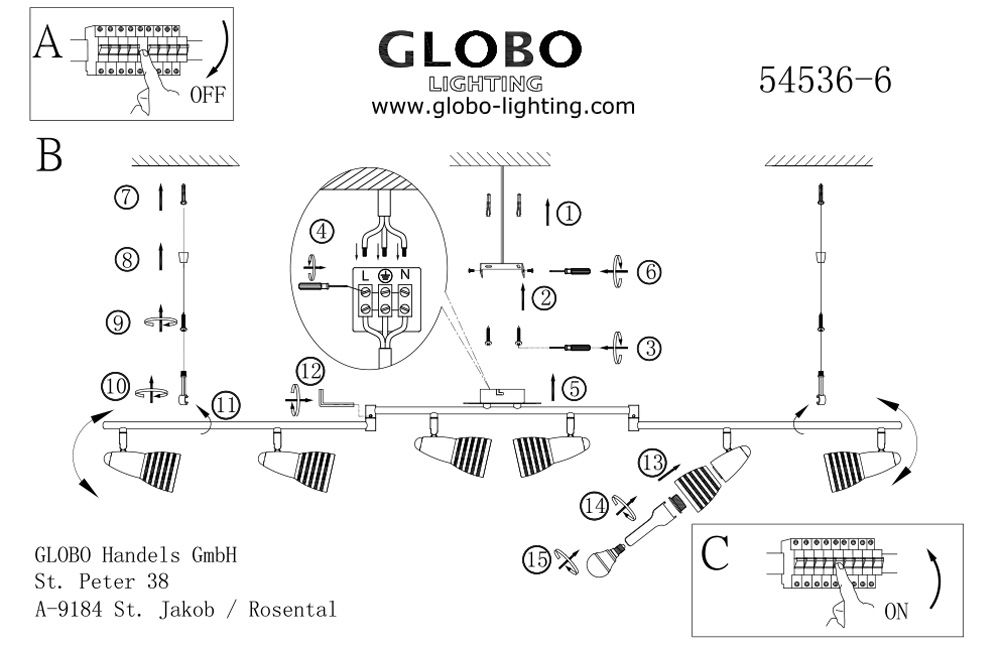 Спот Globo Caleb 54536-6_GL
