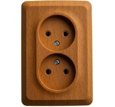 Розетка накладная двойная без заземления (бук) Systeme Electric PA16-105T