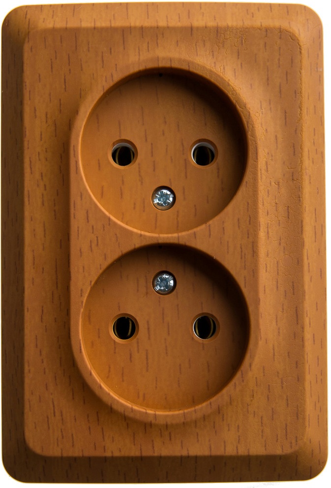 Розетка накладная двойная без заземления (бук) Systeme Electric PA16-105T