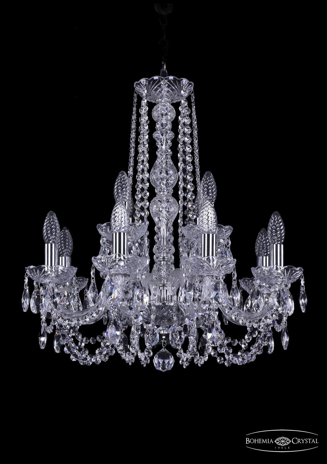 Хрустальная люстра Bohemia Ivele 1402/8+4/195/h-60 Ni_BI