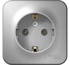 Розетка накладная с заземлением (алюминий) Systeme Electric BLNRA010113