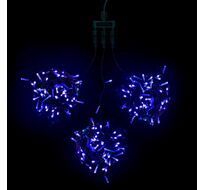 Комплект 3 Синих Нити с Мерцанием Белого Диода по 20м, 600 LED, Провод Черный ПВХ, IP54 KDD600BLW-11-1B