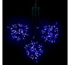 Комплект 3 Синих Нити с Мерцанием Белого Диода по 20м, 600 LED, Провод Черный ПВХ, IP54 KDD600BLW-11-1B