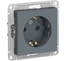 Розетка встраиваемая с заземлением и шторками (грифель) Systeme Electric ATN000745