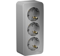 Розетка накладная тройная с заземлением (алюминий) Systeme Electric BLNRA010313