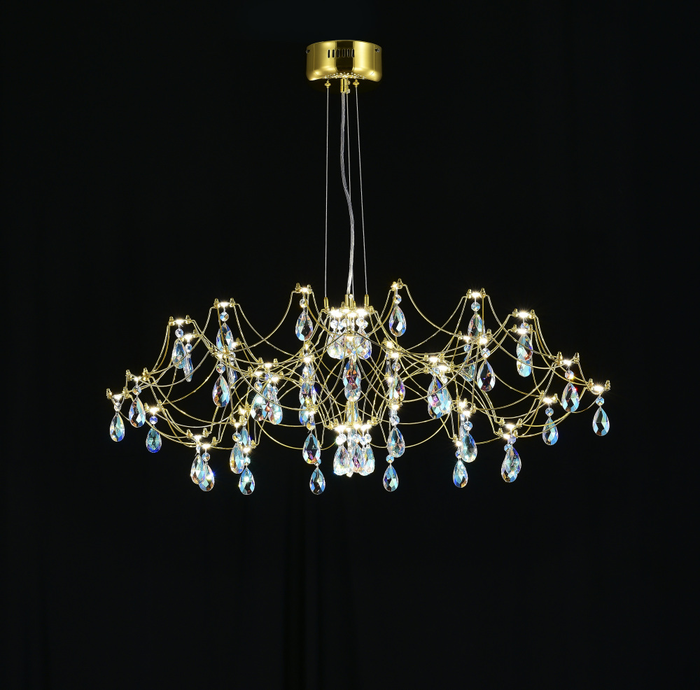 Подвесная люстра светодиодная с пультом и хрустальными подвесками K9 MyFar MR2662-60P-50CD