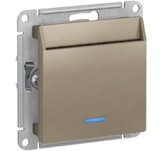 Карточный выключатель одноклавишный с подсветкой встраиваемый (шампань) Systeme Electric ATN000567