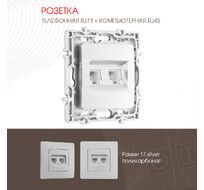 Розетка телефонная RJ11 + компьютерная RJ45 Arte Milano 217.44-1.silver