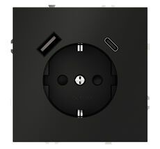 Розетка встраиваемая VOLTUM S70 с заземлением и защитными шторками, 16А, с USB, A+С VLS040508