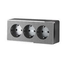 Розетка тройная с заземлением и шторками Gallant (графит рифленый) Werkel a052595_WR