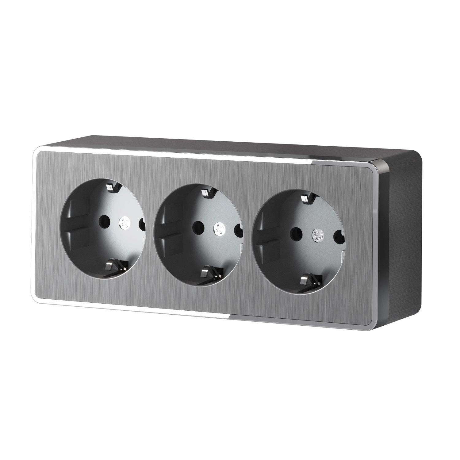 Розетка тройная с заземлением и шторками Gallant (графит рифленый) Werkel a052595_WR