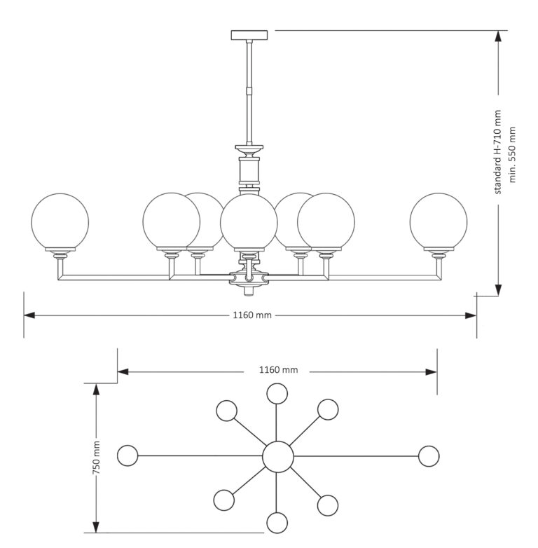 Подвесная люстра на штанге KUTEK MOOD Artu Glass ART-ZWL-8(Z)G