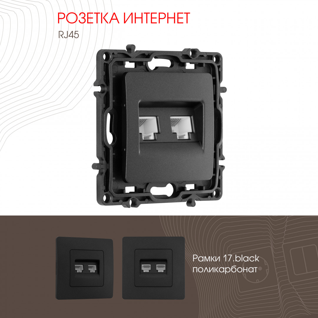 Розетка RJ45 х 2 Arte Milano 217.45-2.black