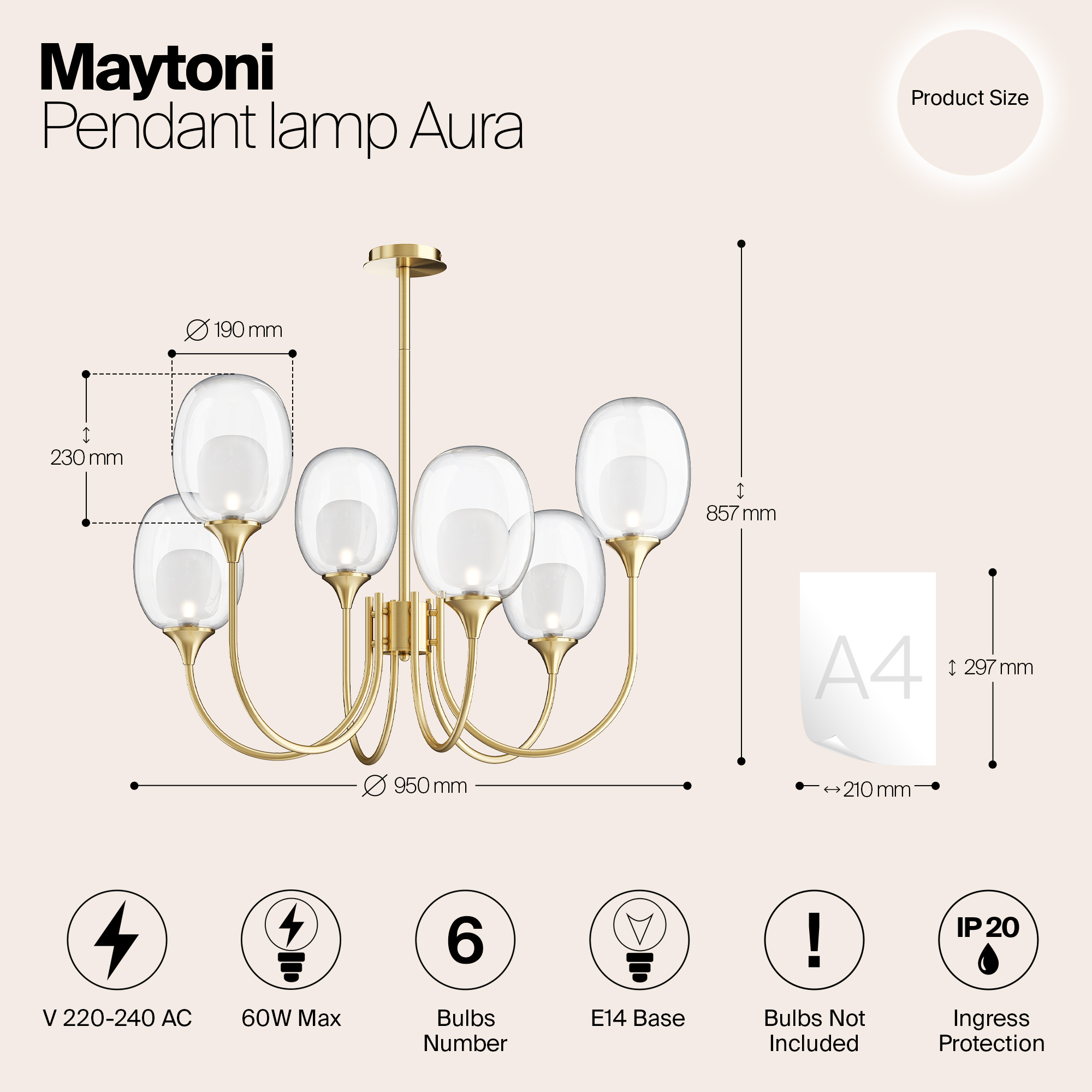 Подвесная люстра Maytoni Aura MOD016PL-06BS_MY