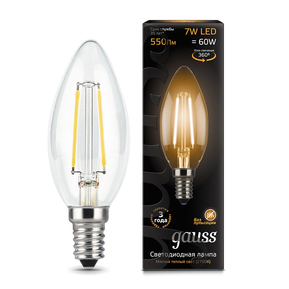 Лампа светодиодная Е14 7W (теплый свет) 103801107_GS-UC