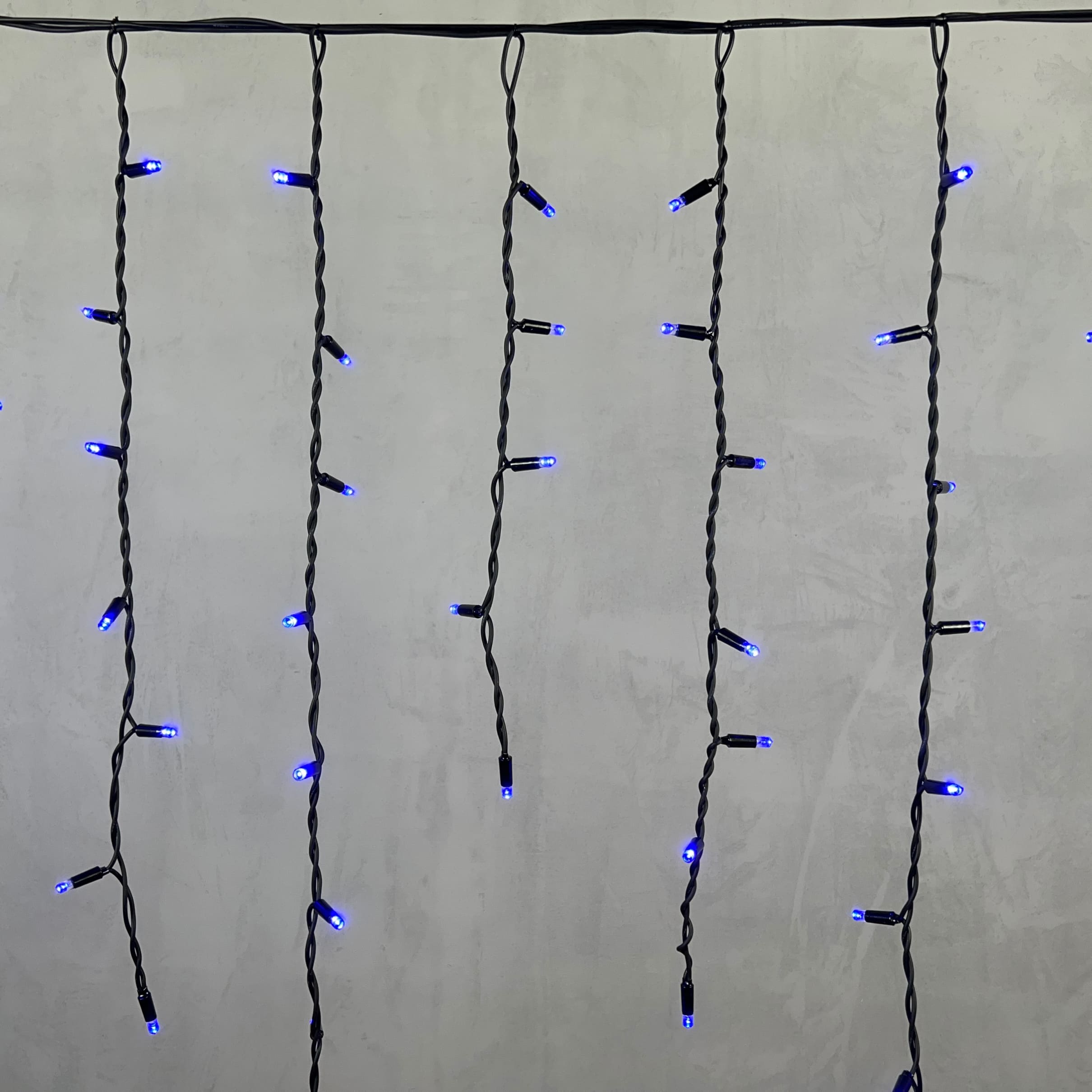 Гирлянда Бахрома 3,2 x 0,9 м Синяя 220В, 168 LED, Провод Черный Каучук, IP65 LL168-1-2B