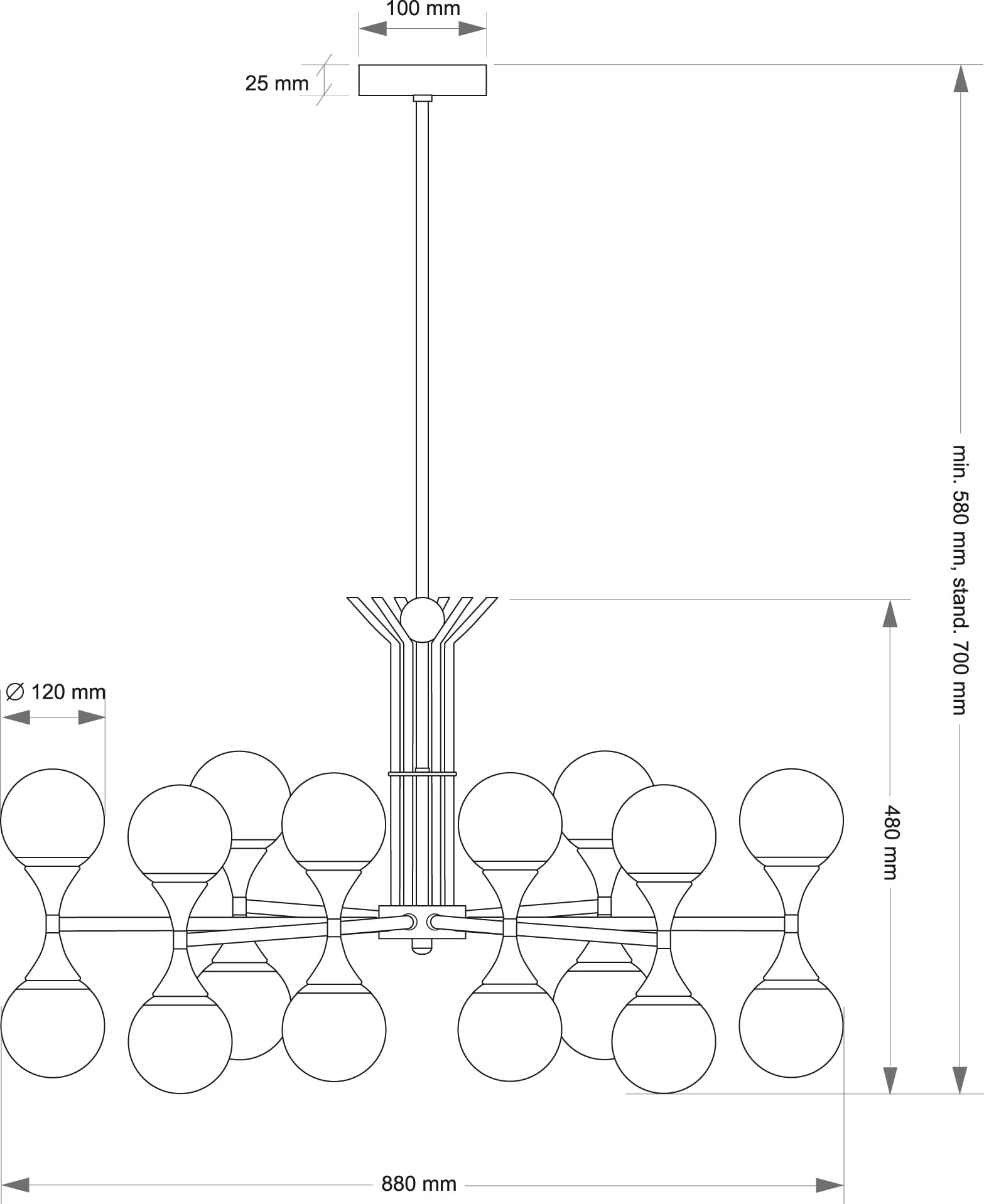 Подвесная люстра Kutek BARI BAR-ZW-8(ZM)