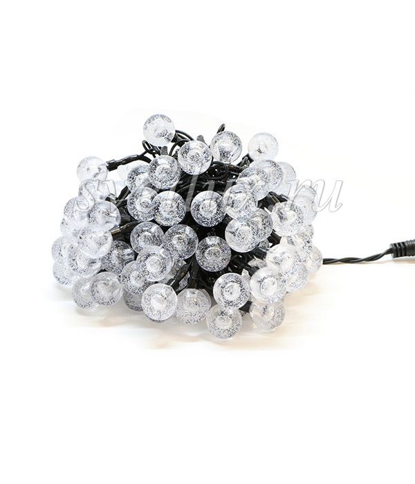 Гирлянда Шарики 10м Разноцветная 9В, Диаметр Шарика 23мм, 100 LED, Провод Черный ПВХ, IP54 PCS-100B-RGB