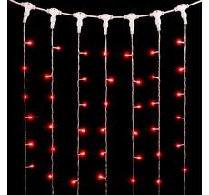 Гирлянда Занавес 2 x 2 м Красный с Мерцанием 220В, 400 LED, Провод Прозрачный ПВХ, IP54 PCL402BL-10-2R