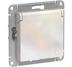 Розетка встраиваемая с заземлением, шторками и крышкой (жемчужный) Systeme Electric ATN000446