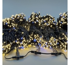 Комплект 5 Тепло-белых Нитей по 20м с мерцанием белого Диода, 1000 LED, Провод черный Каучук 2,3мм, IP54 LTC ECO1000BLW-11-1WW