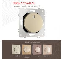 Переключатель одноклавишный перекрёстный с подсветкой 10AX 250V Arte Milano 202.35-1.shampan