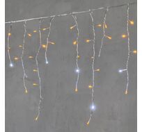 Гирлянда Бахрома 4,9 x 0,5 м Желтая с Мерцанием Белого Диода 220В, 240 LED, Провод Прозрачный ПВХ, IP54 PIL240BLW-10-2Y