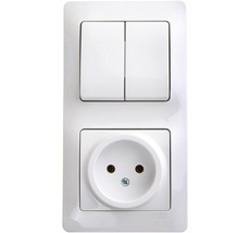Розетка встраиваемая без заземления с двухклавишным выключателем (белый) Systeme Electric GSL000172