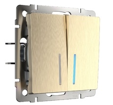 Выключатель двухклавишный с подсветкой Werkel WL10-SW-2G-LED a051414_WR