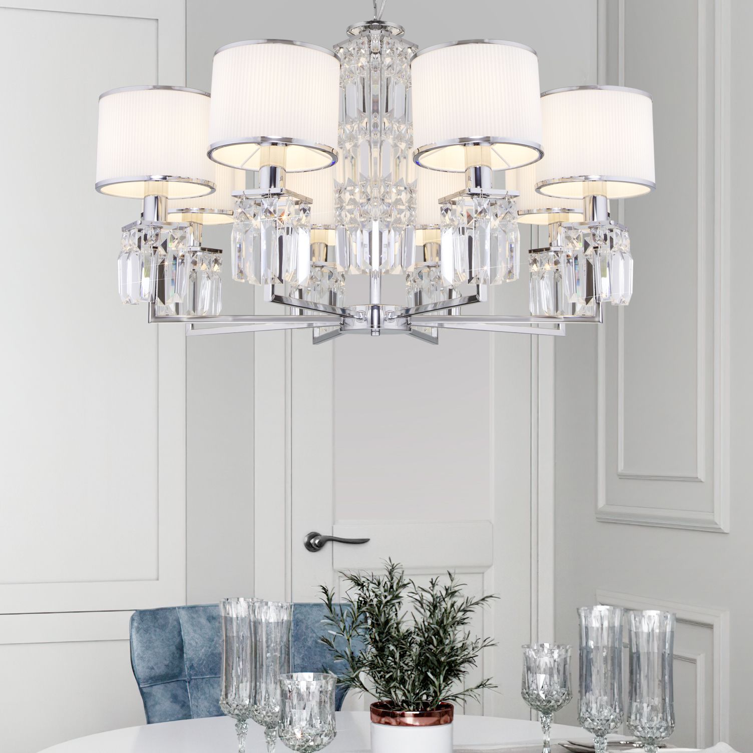 Подвесная люстра Eurosvet с абажурами Zaffiro a056962_EU